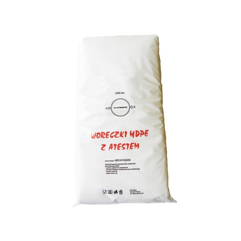 WORECZKI ŚNIADANIOWE 18x4x42 WORKI SPOŻYWCZE TOREBKI Z ATESTEM HDPE 18X42