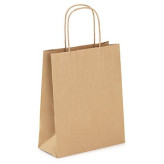 TORBA PAPIEROWA KRAFT 19x8x21 CM EKO Z UCHEM SZNURKOWYM BRĄZ 190X210 /250 SZTUK/