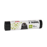 WORKI NA ŚMIECI 35 L CZARNE Z TAŚMĄ ŚCIĄGAJĄCĄ /15 SZTUK/