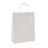 TORBA PAPIEROWA KRAFT 24X11X31 CM EKO Z UCHEM SZNURKOWYM BIAŁA 240X310 /50 SZTUK/